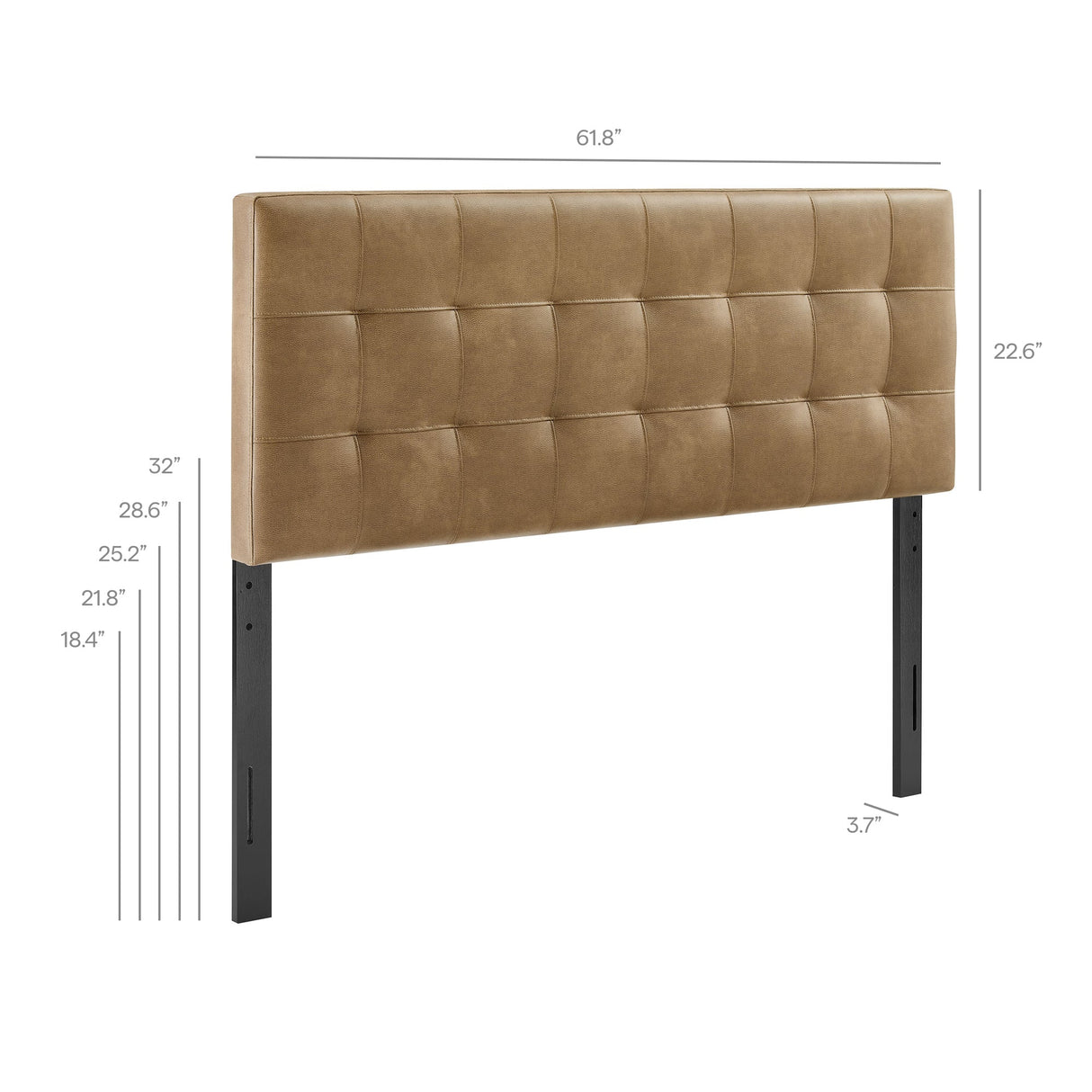 Lily Tufted Vegan Leather Headboard - Adjustable Height Upholstered Bed Back - Twin Full Queen King