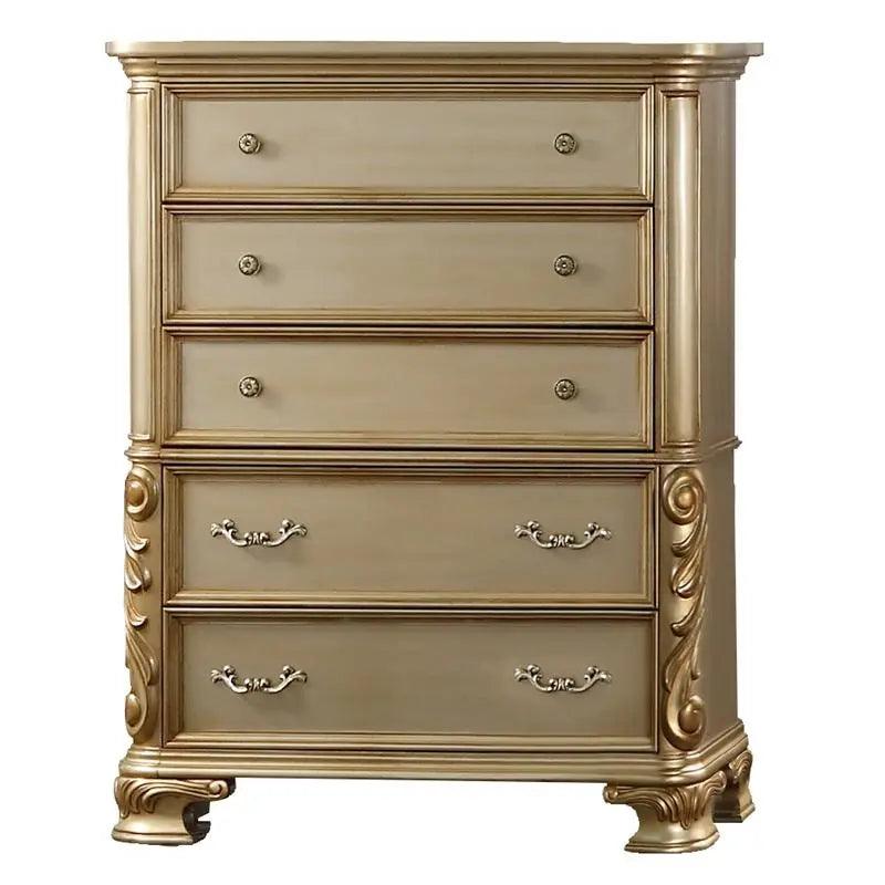 Grand Traditional Miranda Ornate Gold Finished Master Bedroom Set