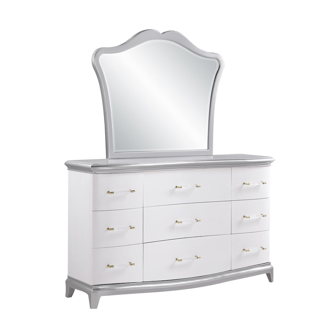 Modern White and Silver Tufted Contemporary Nina Bedroom Set
