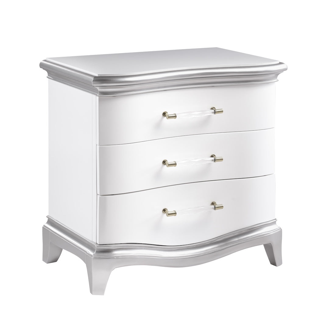 Modern White and Silver Tufted Contemporary Nina Bedroom Set