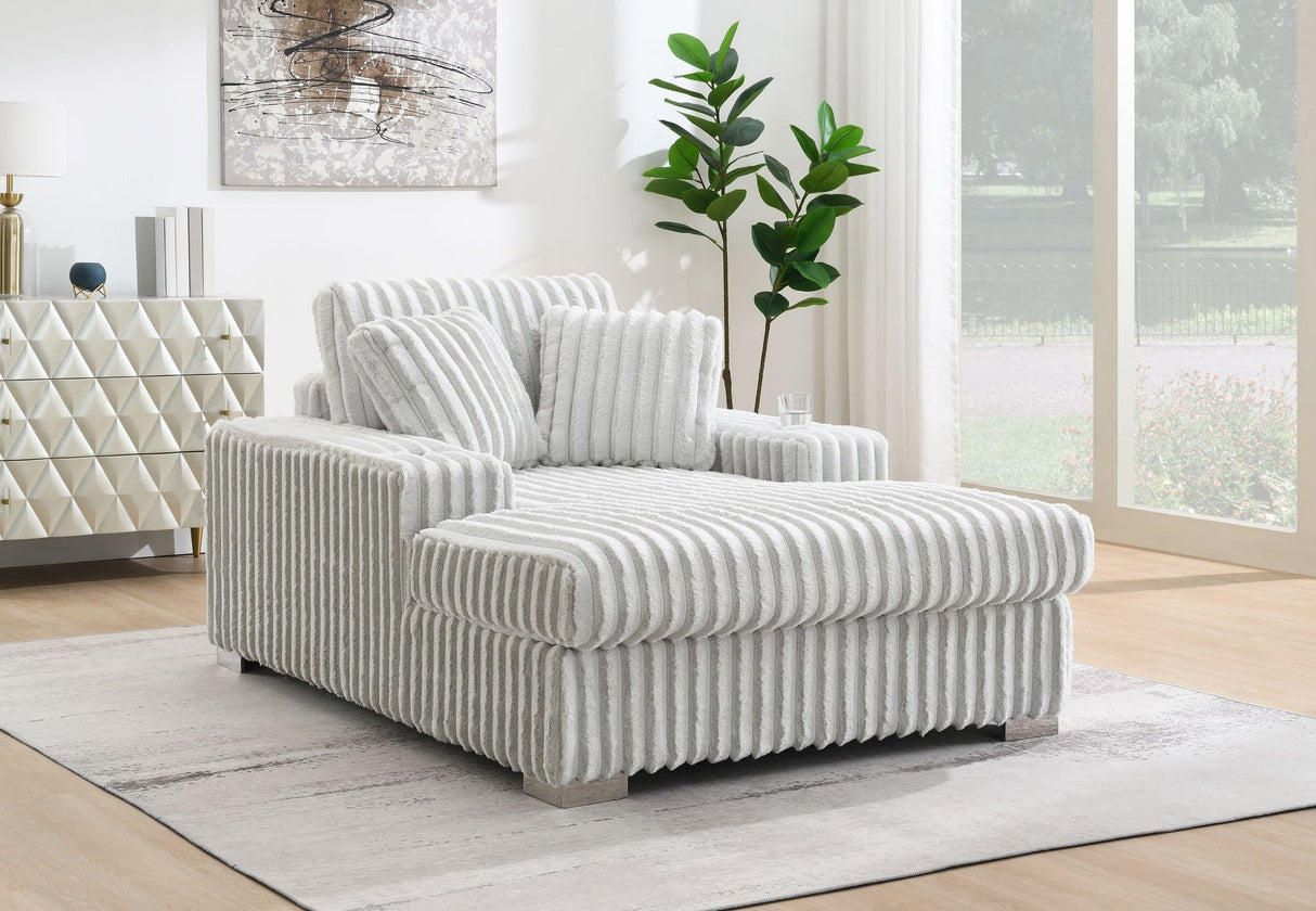 Rear view of the Luna Ribbed White Oversized Chaise Lounge Chair showing clean contemporary lines.