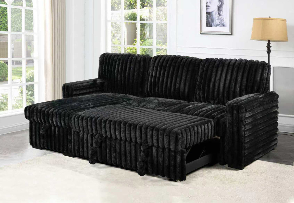 Queens sectional sofa showing plush seat cushions and soft upholstery
