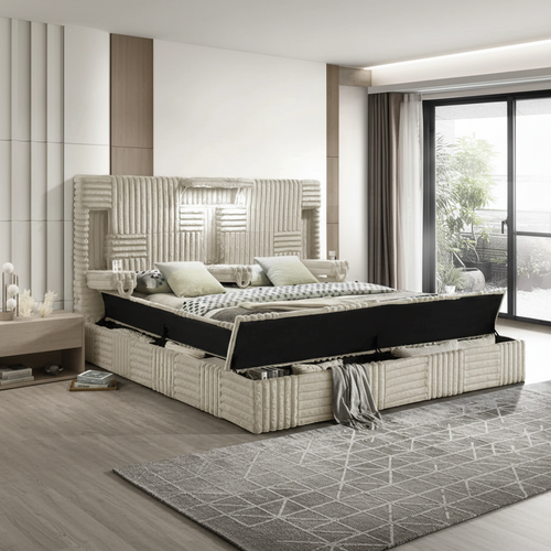 Yazan Upholstered Storage Bed with LED Lights