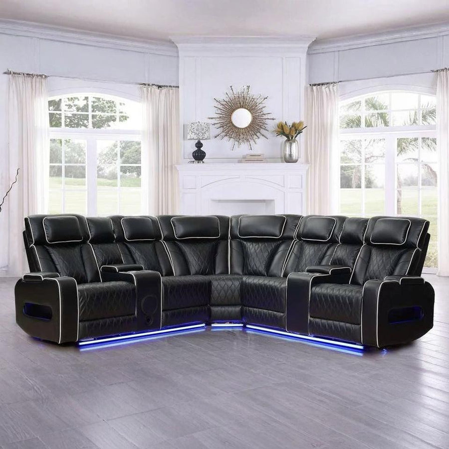 Astor Sectional Sofa with Massage, Heat, Bluetooth & LED Lights