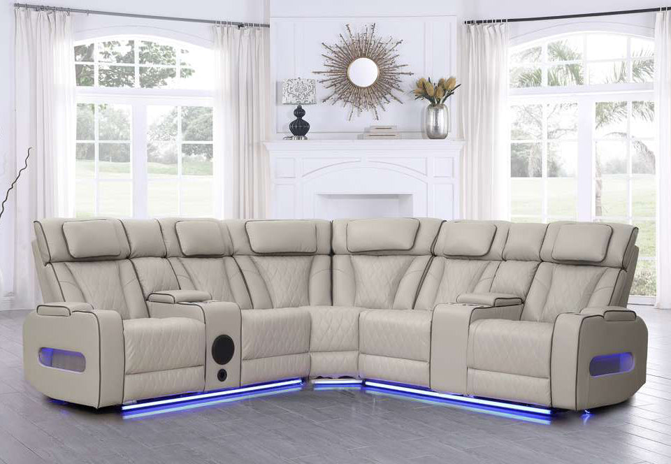Astor Sectional Sofa with Massage, Heat, Bluetooth & LED Lights