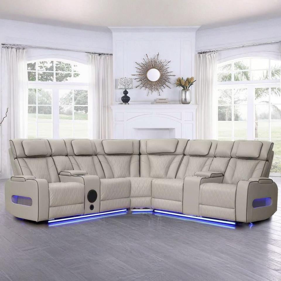 Astor Sectional Sofa with Massage, Heat, Bluetooth & LED Lights