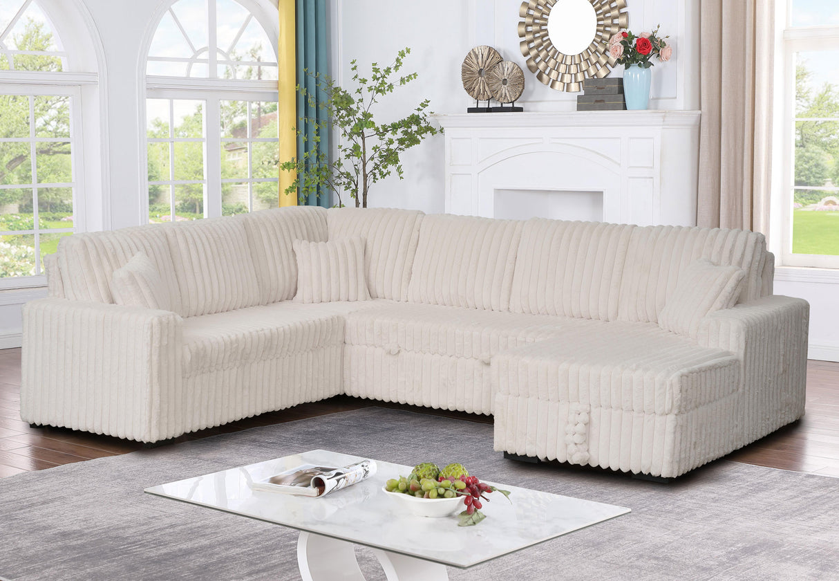Back view showing structural silhouette of Maxy sectional sofa