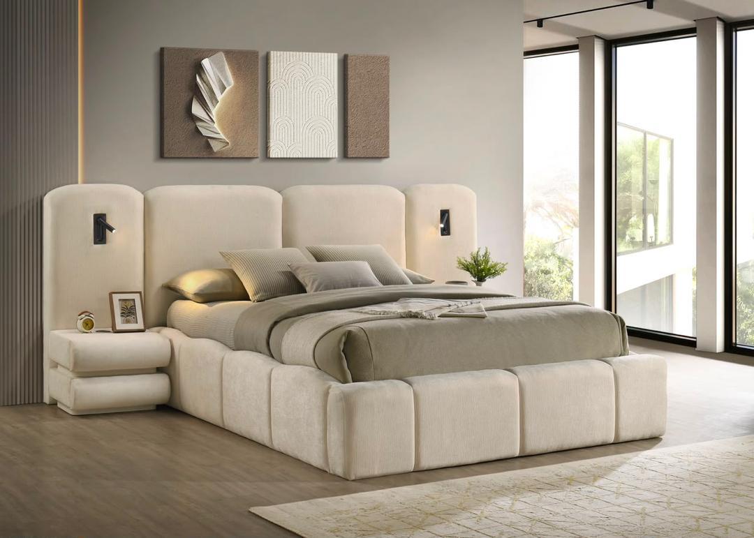 Monaco Upholstered Bed – Cream