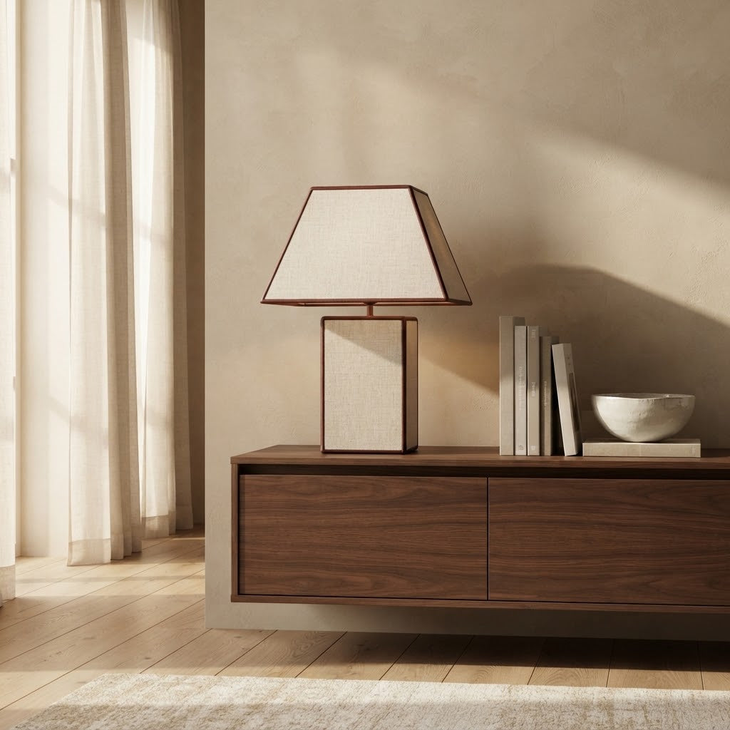 Josephine Pyramid Table Lamp with Contrast Piping - Wabi Sabi & Ambient Accent Lighting