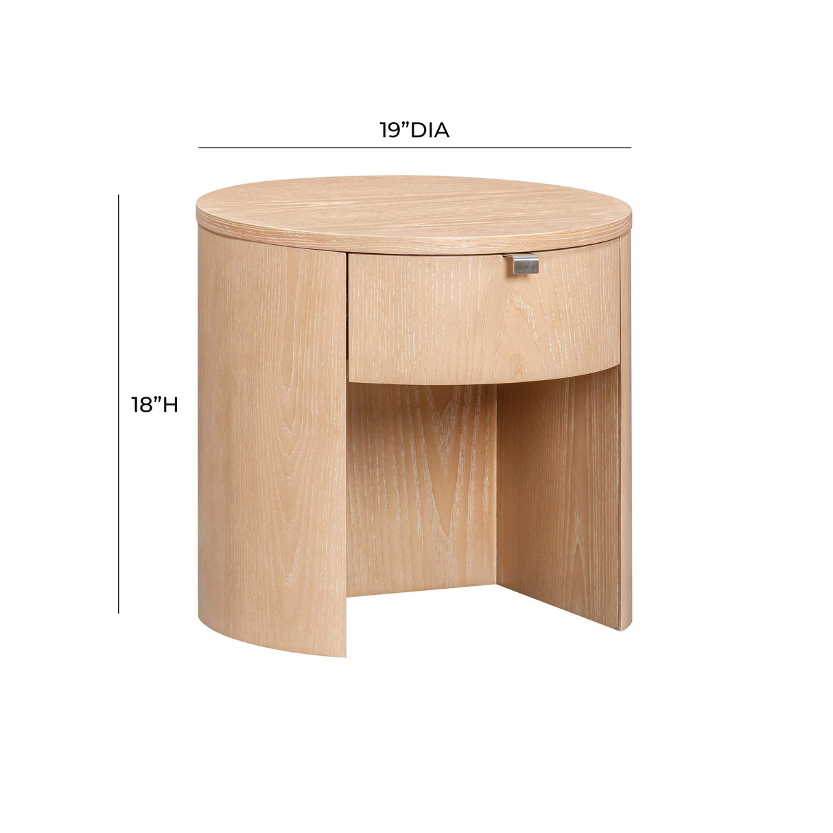 Marlow 19" Wood Round Nightstand With Drawer