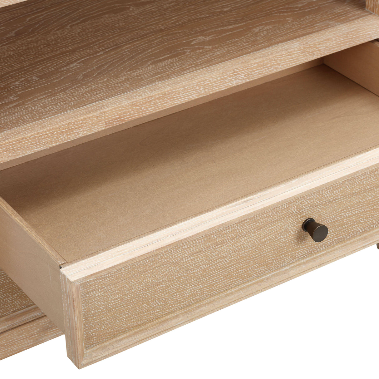 Bristol Park 30" Whitewashed Oak Wood 2-Drawer Nightstand