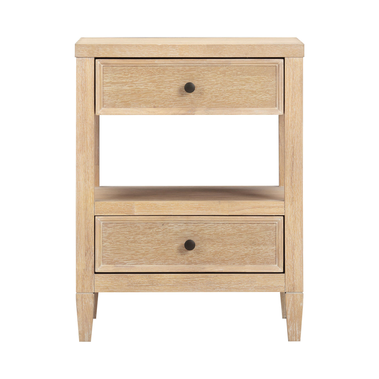 Bristol Park 20" Whitewashed Oak Wood 2-Drawer Nightstand