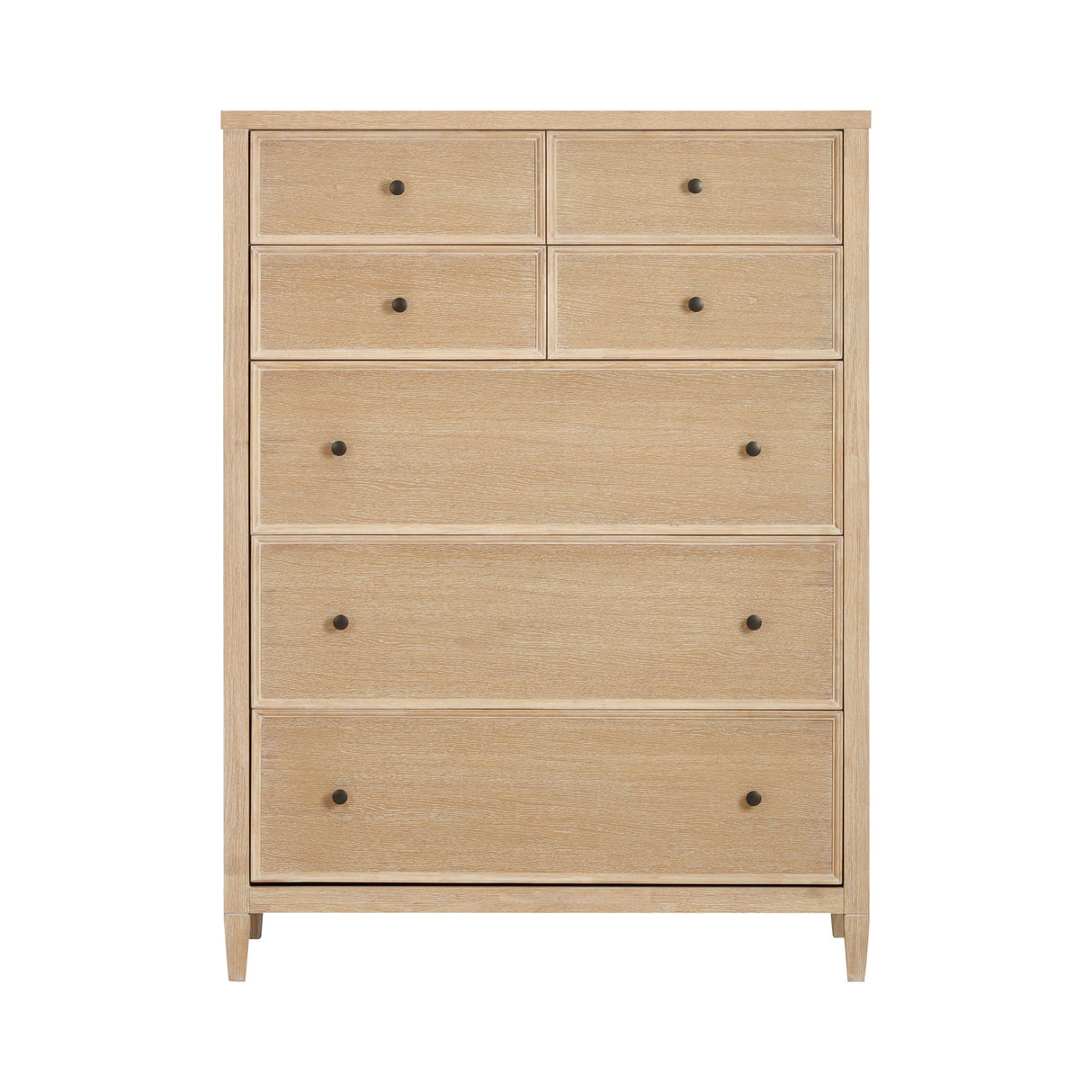 Bristol Park 40" Whitewashed Oak Wood 7-Drawer Chest