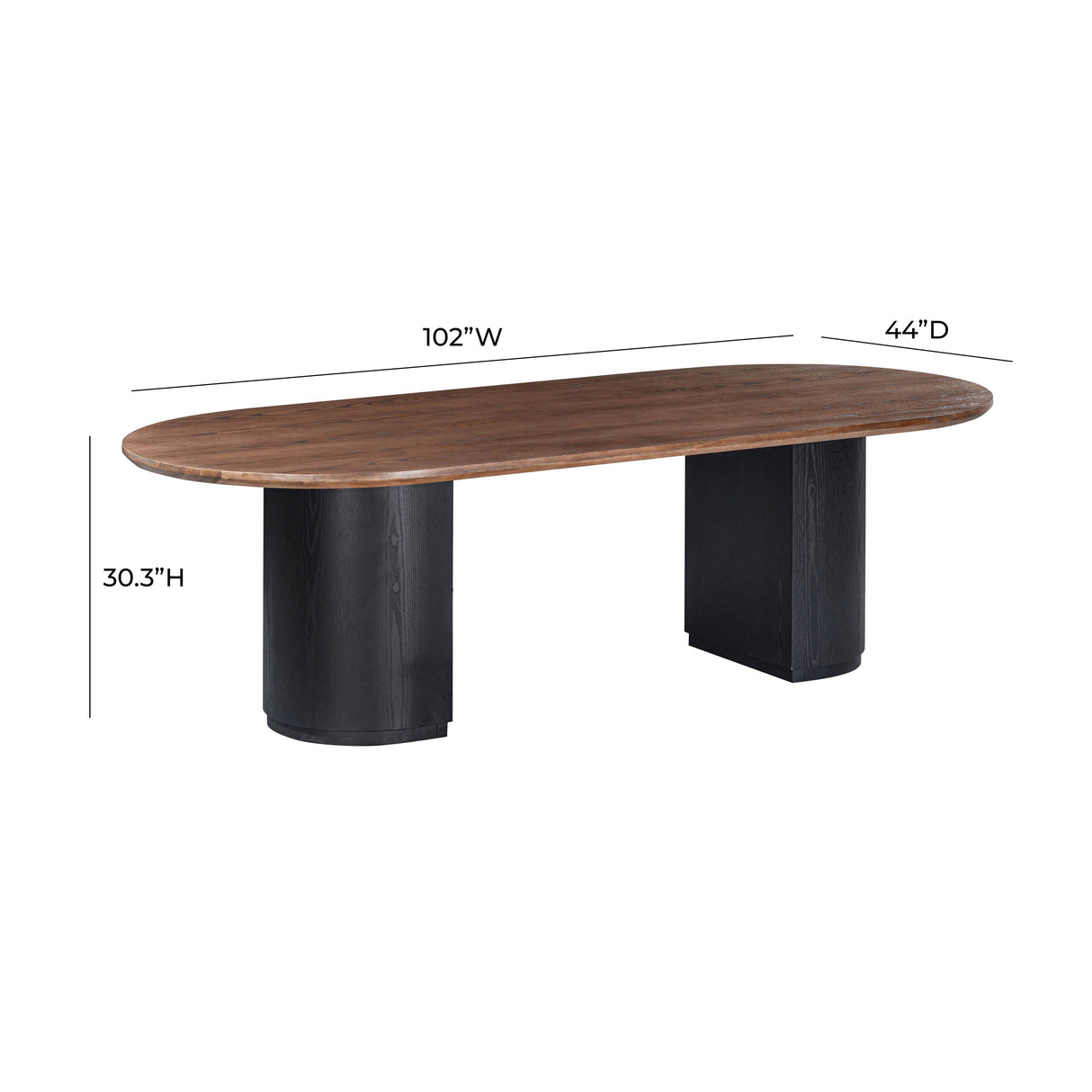 Marlow 102" Wood Oval Dining Table