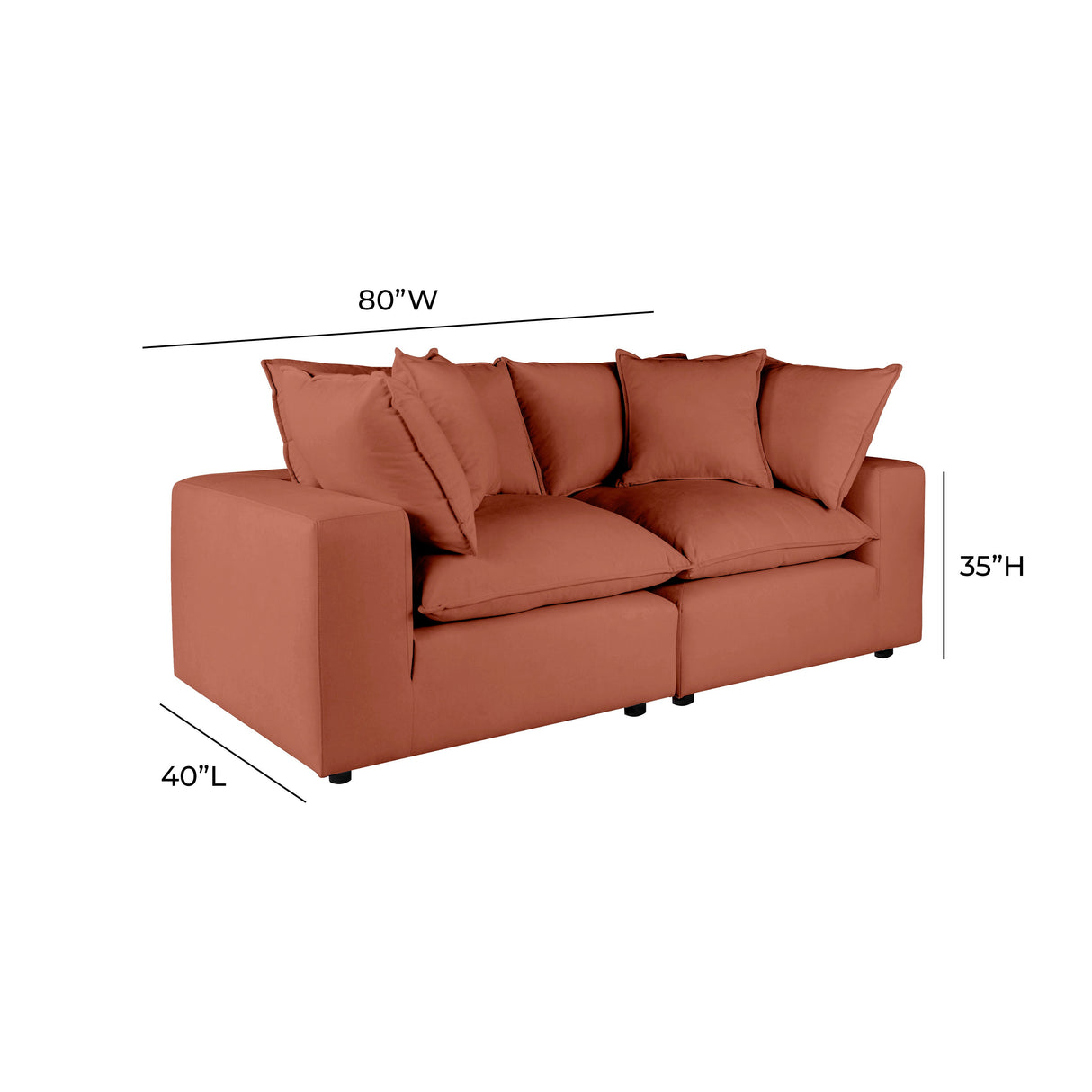 Cali 80" Performance Fabric Modular Loveseat