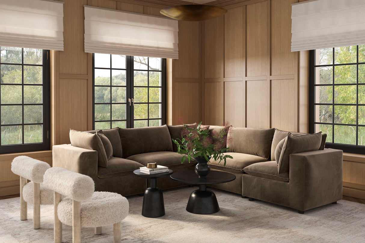 Cali 5-Piece Chocolate Brown Performance Velvet L-Sectional