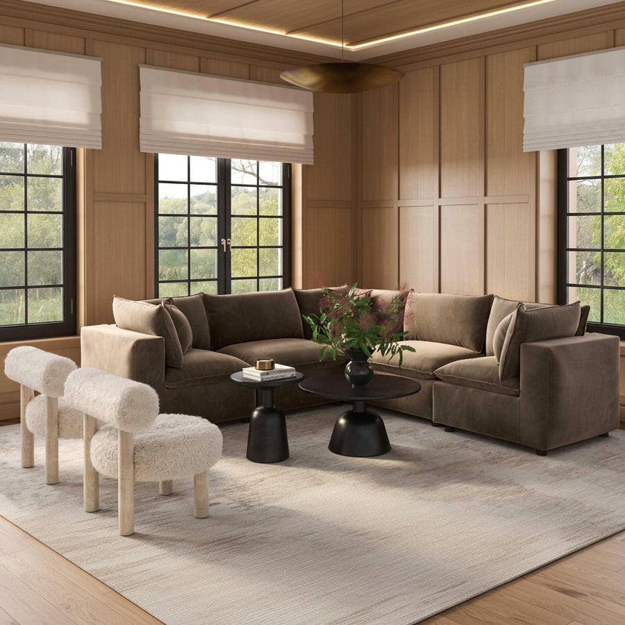 Cali 5-Piece Chocolate Brown Performance Velvet L-Sectional