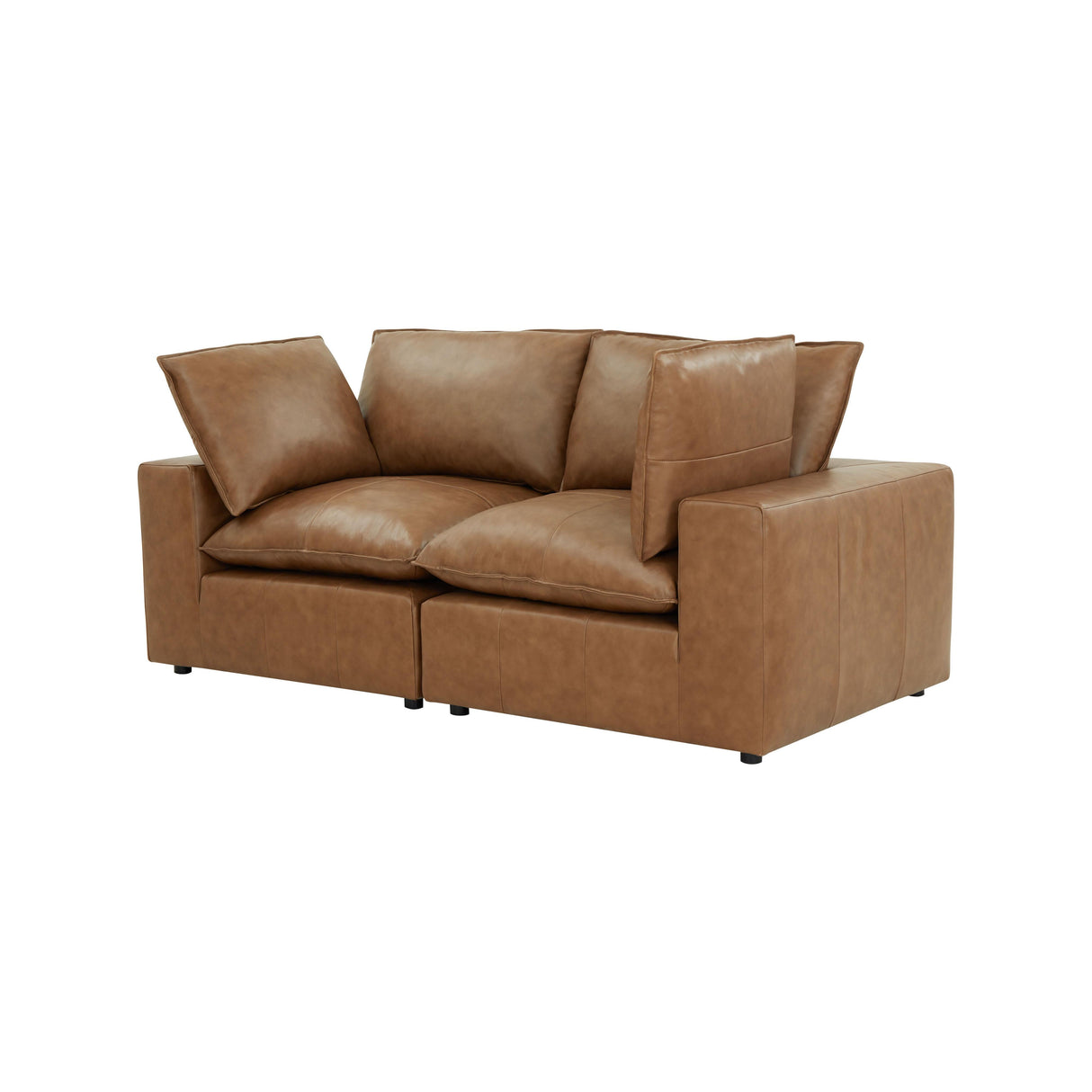 Cali 80" Brown Leather Modular Loveseat