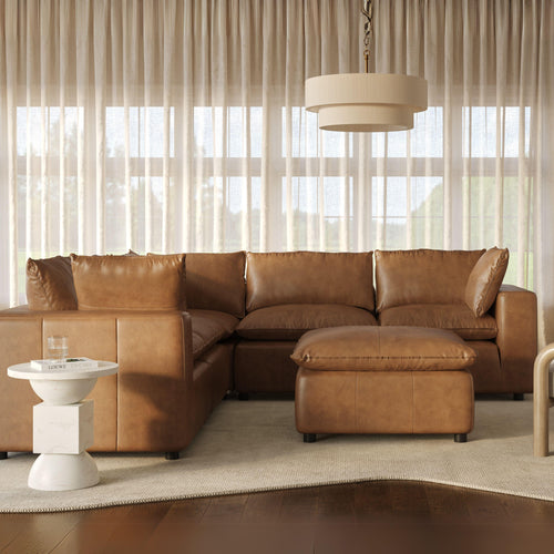 Cali 5-Piece Brown Leather Modular L-Sectional
