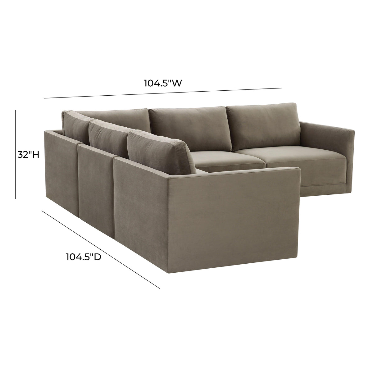 Willow 5-Piece Velvet Modular L Sectional