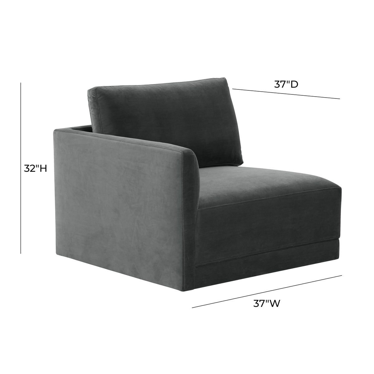 Willow Performance Velvet Modular LAF Corner Chair - View 10