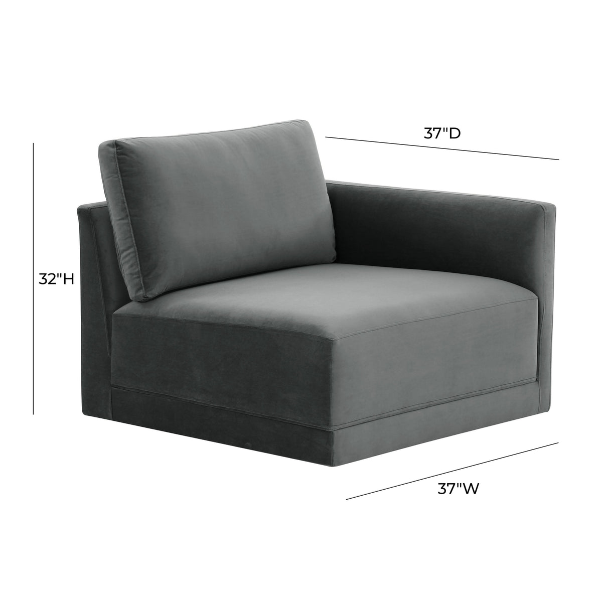 Willow Performance Velvet Modular RAF Corner Chair - View 11