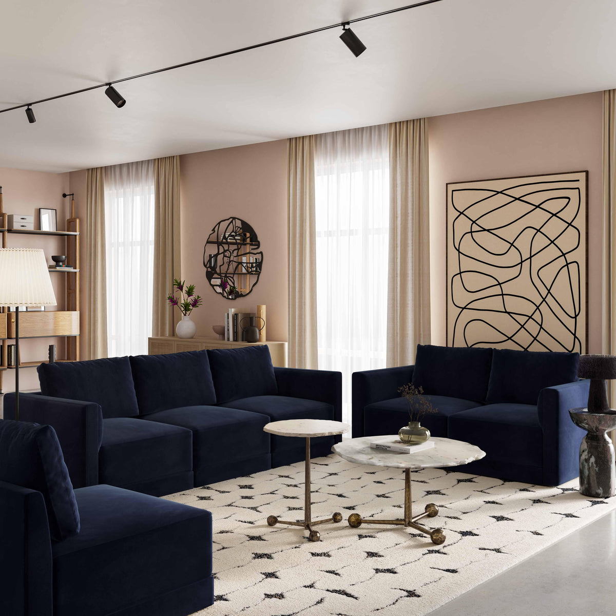 Willow Performance Velvet Modular LAF Corner Chair - View 13