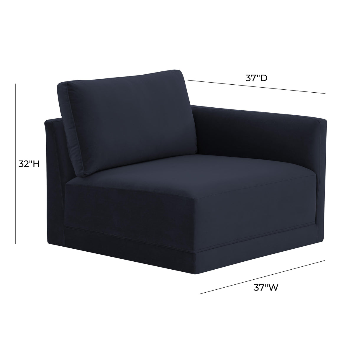 Willow Performance Velvet Modular RAF Corner Chair - View 17