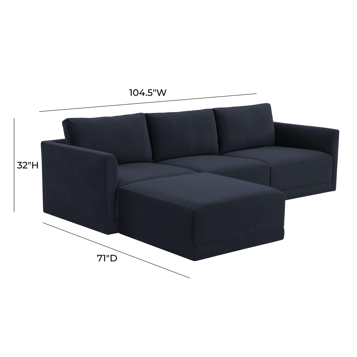 Willow 4-Piece Velvet Modular Sectional