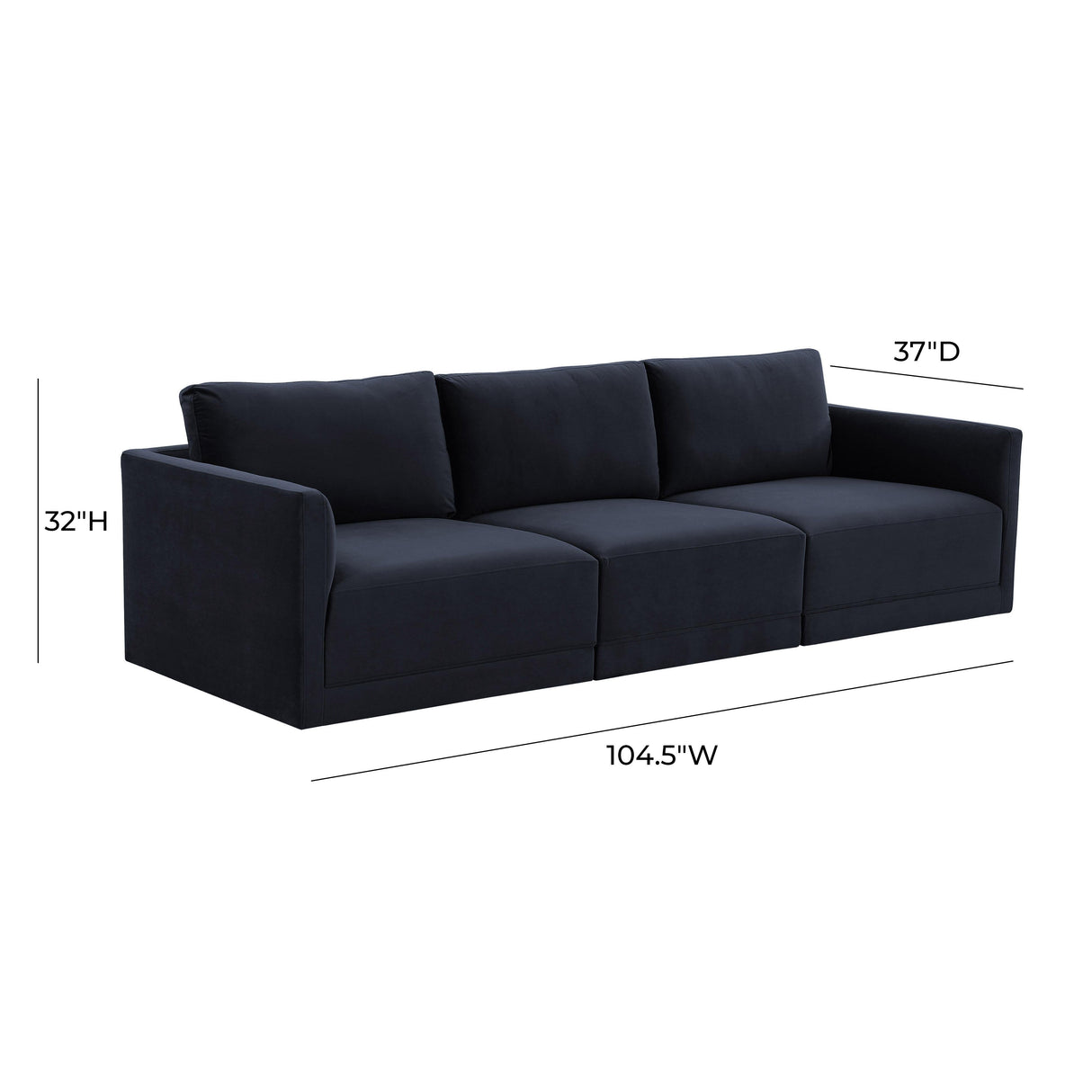 Willow 105" Velvet Modular Sofa