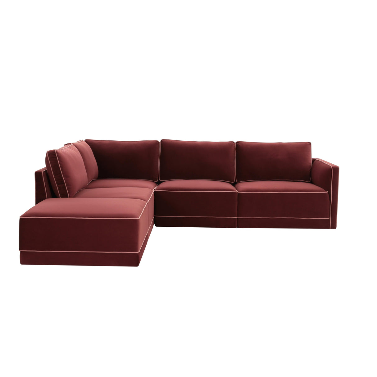 Willow 5-Piece Velvet Modular Left Facing Sectional