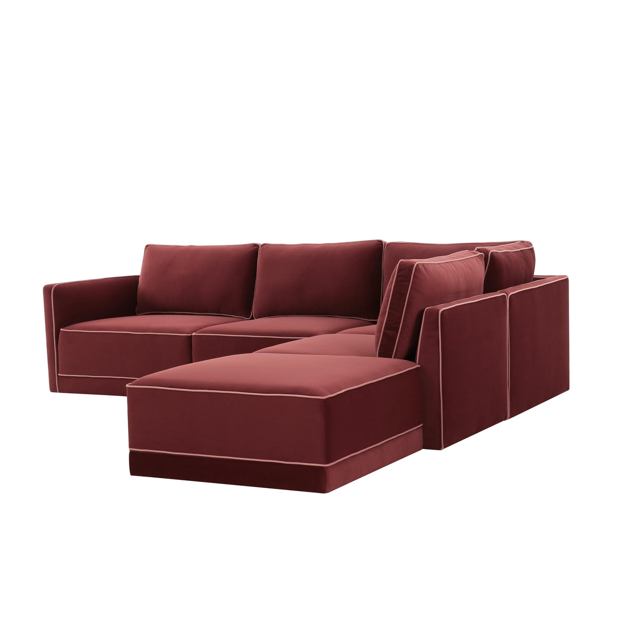 Willow 5-Piece Velvet Modular Right Facing Sectional