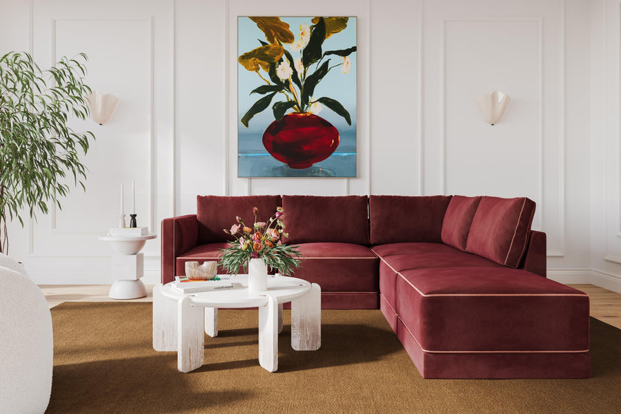 Willow 5-Piece Velvet Modular Right Facing Sectional