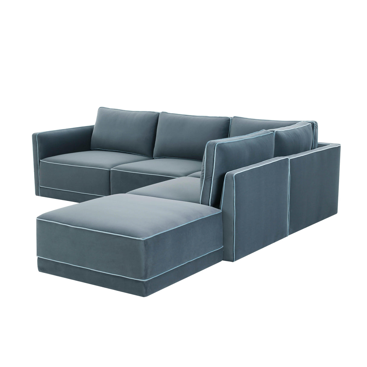Willow 5-Piece Velvet Modular Right Facing Sectional