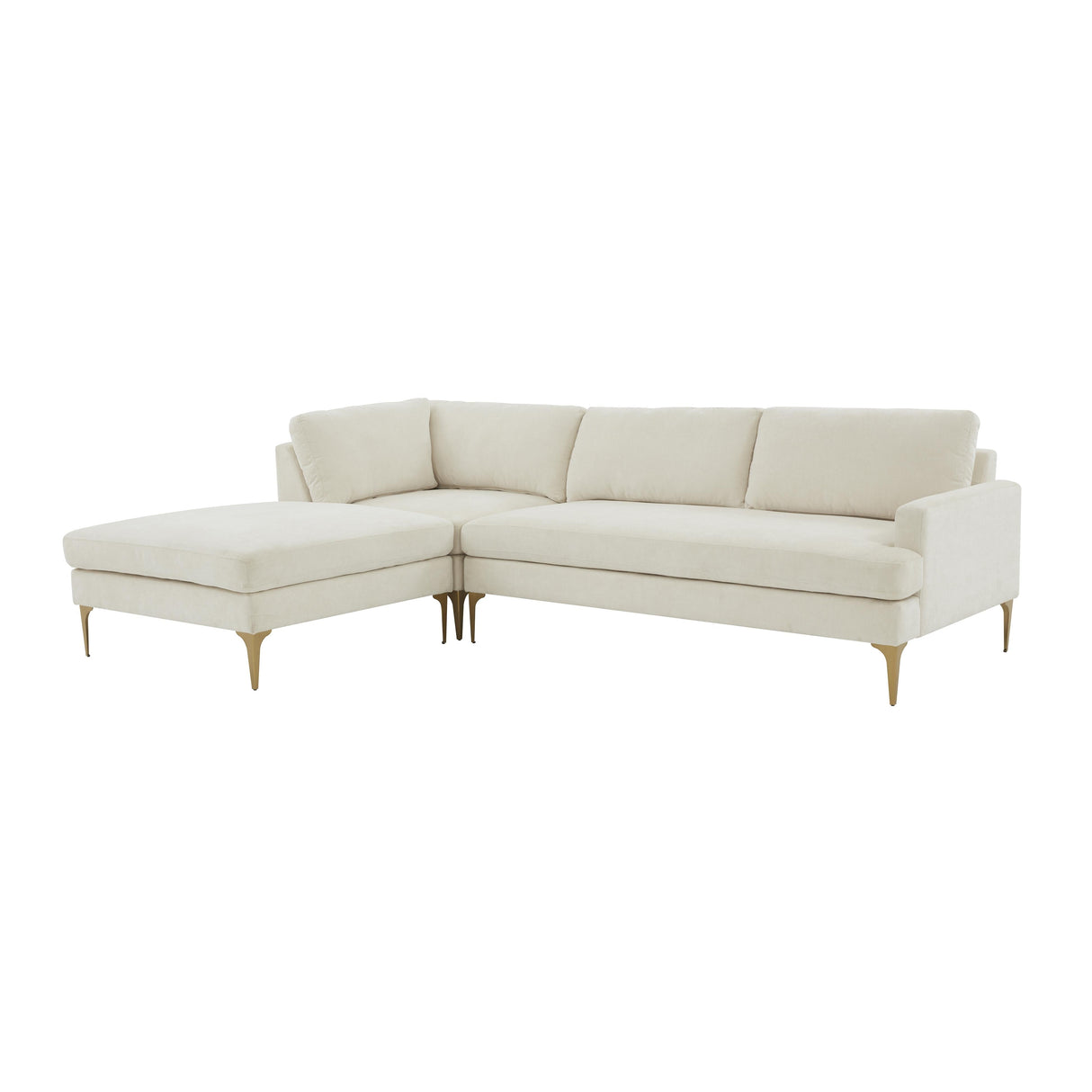 Serena 3-Piece Velvet Chaise Sectional