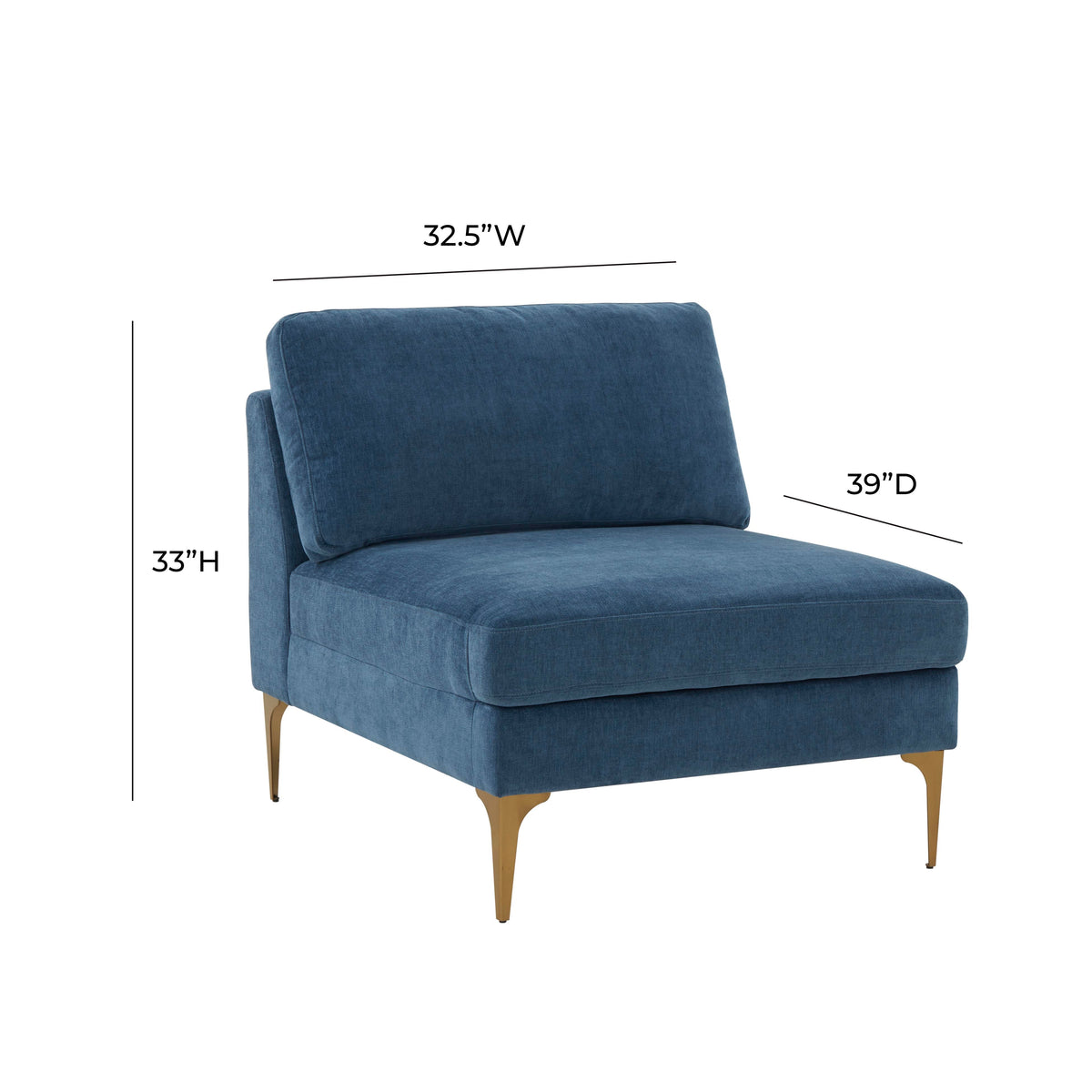 Serena Performance Velvet Modular Armless Chair - View 11