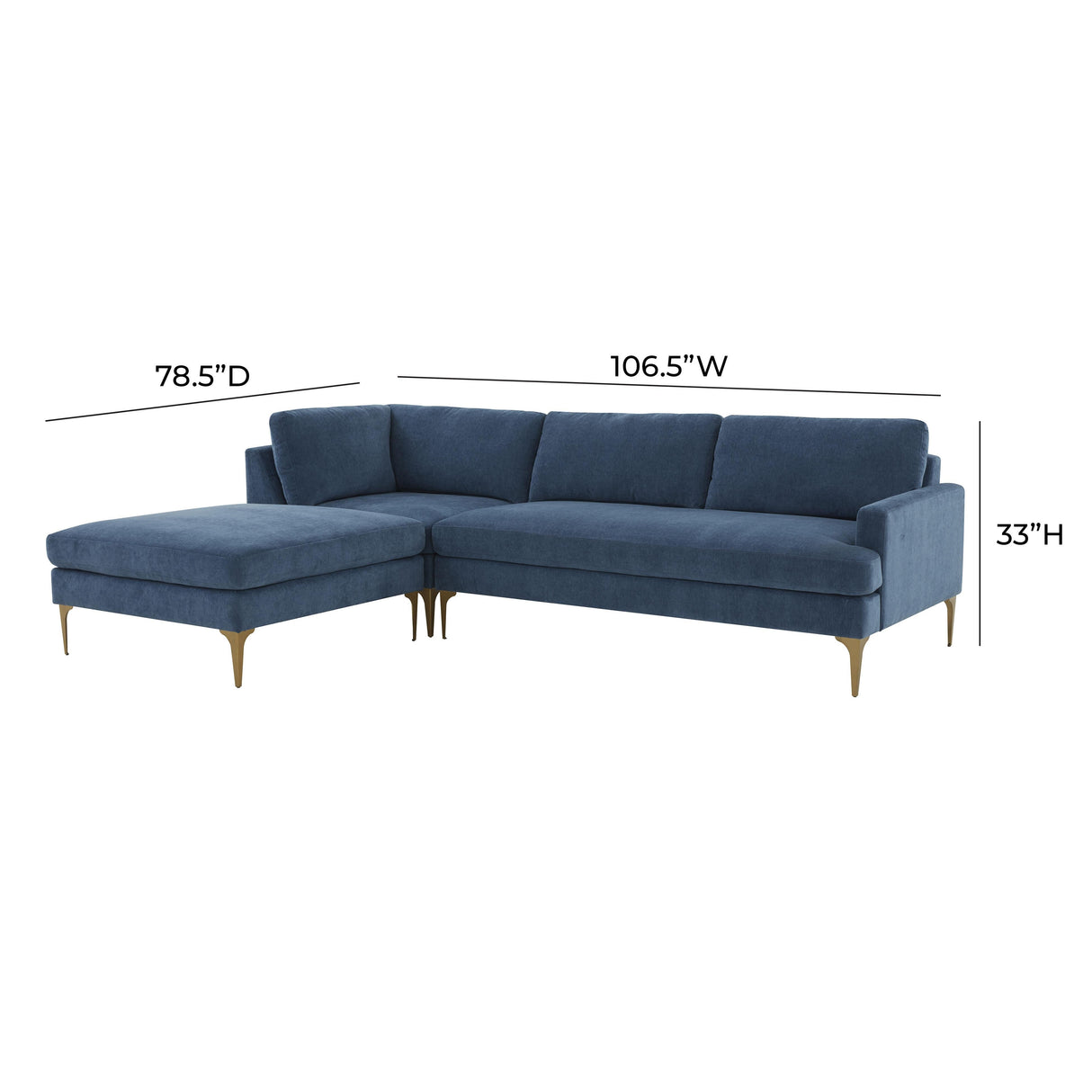 Serena 3-Piece Velvet Chaise Sectional