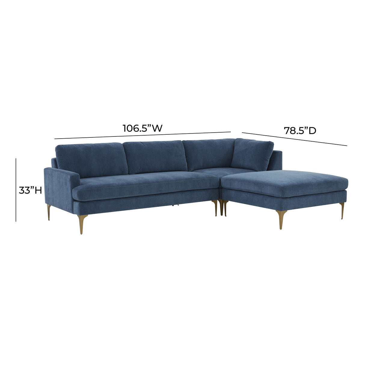 Serena 3-Piece Velvet Chaise Sectional