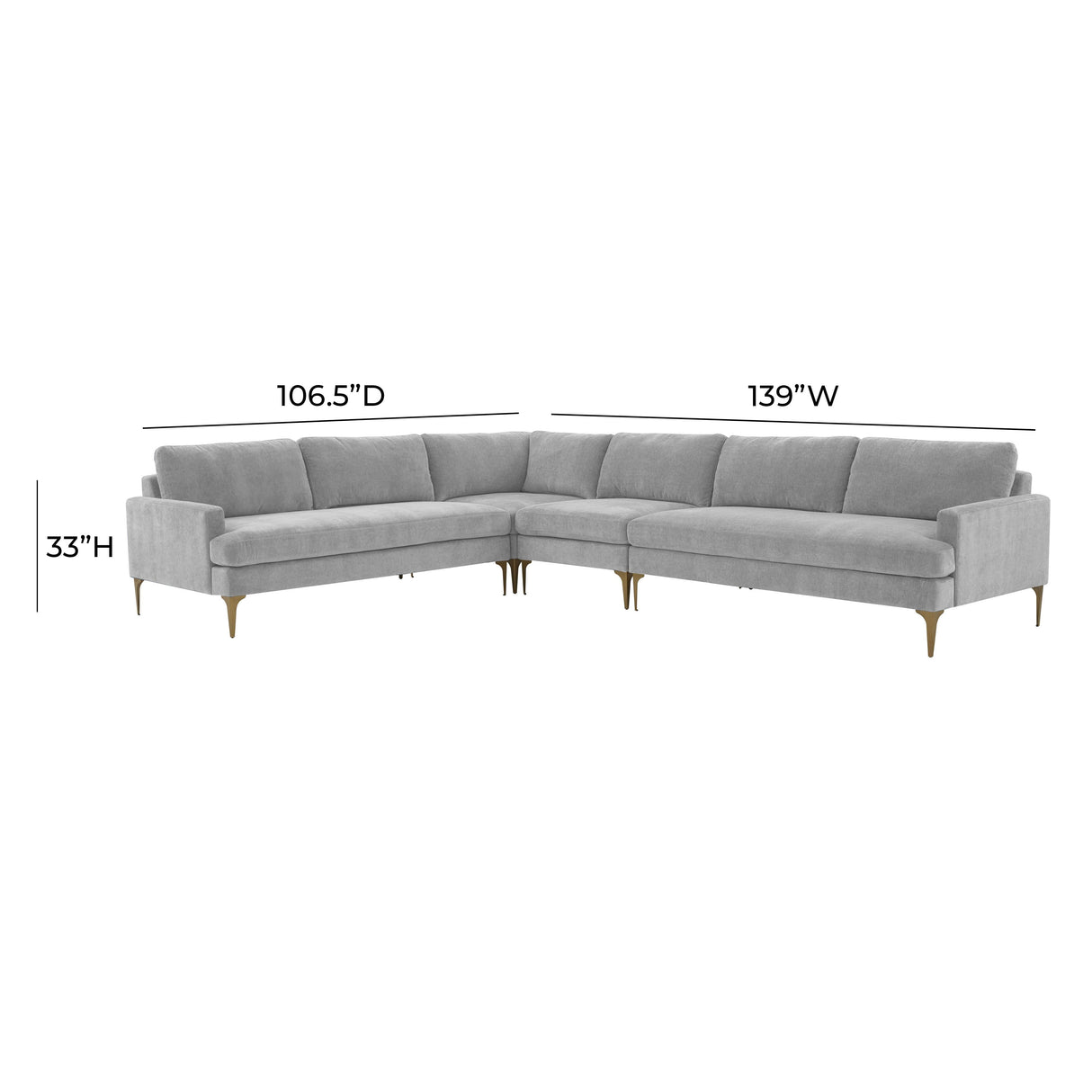 Serena 4-Piece Velvet Large L-Sectional