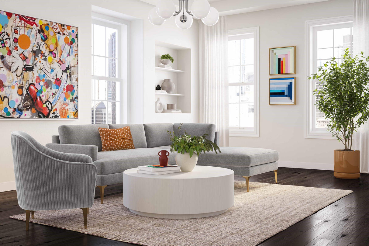 Serena 3-Piece Velvet Chaise Sectional