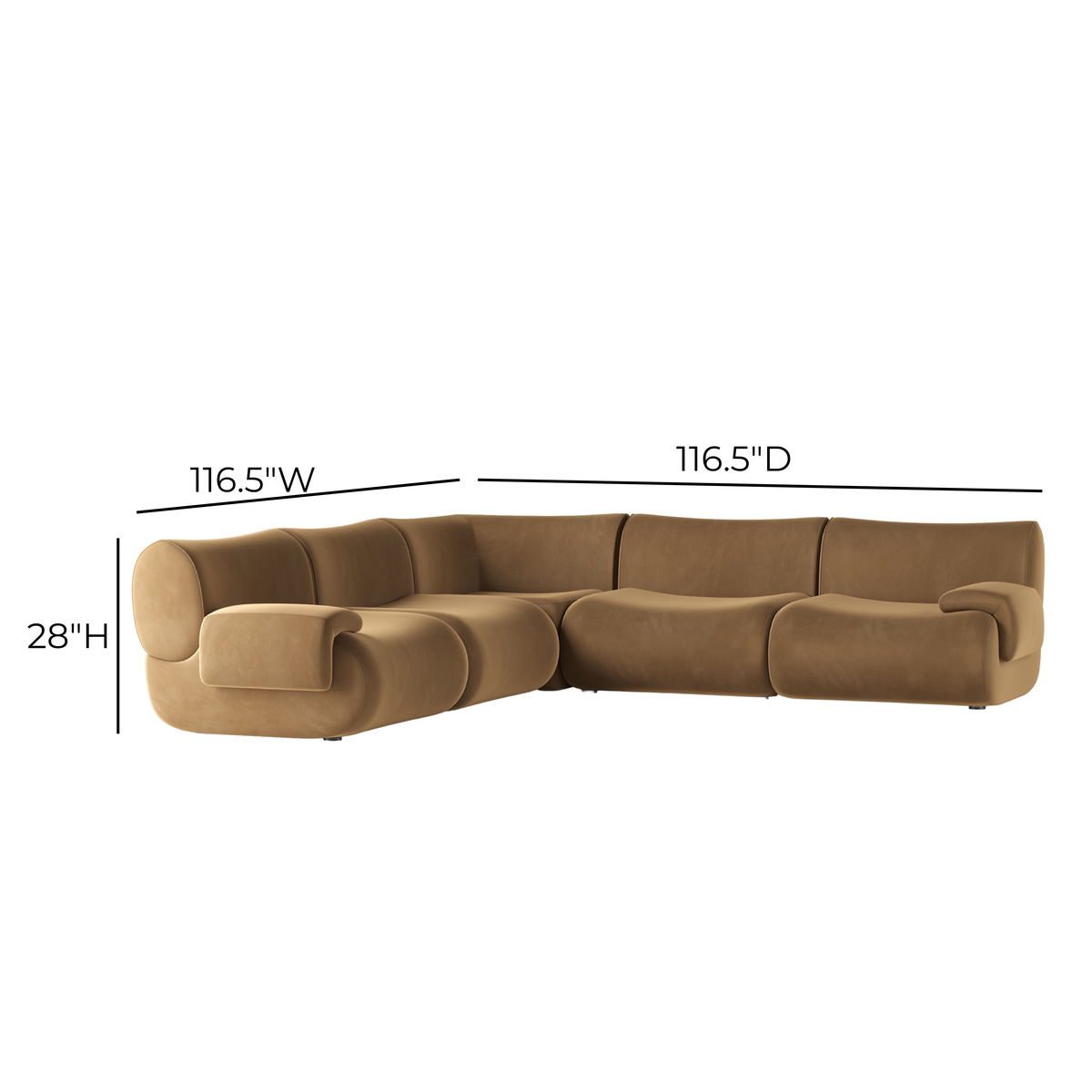 Zenith 5-Piece Latte Brown Performance Velvet Modular L-Sectional - View 5