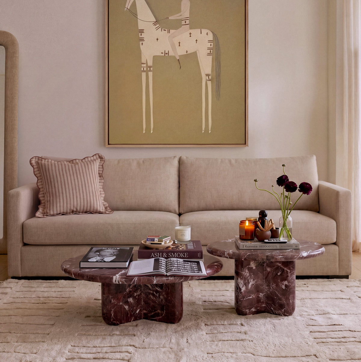 Portsmouth 85 Inch Sofa in brown textured fabric upholstery front profile