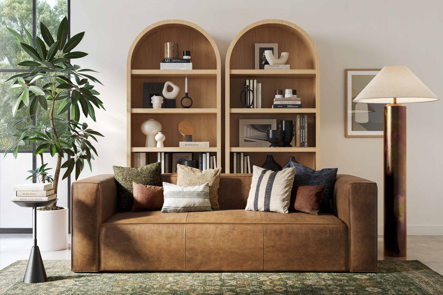 Aurora 90" Brown Leather Sofa
