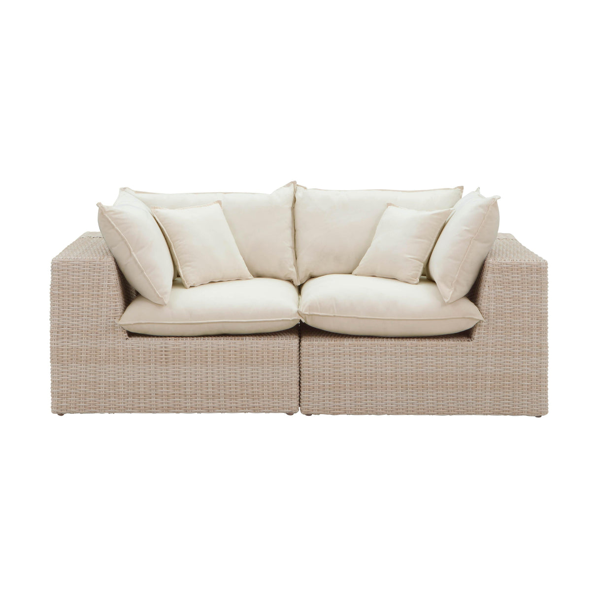 Cali 80" Natural Wicker Outdoor Modular Loveseat