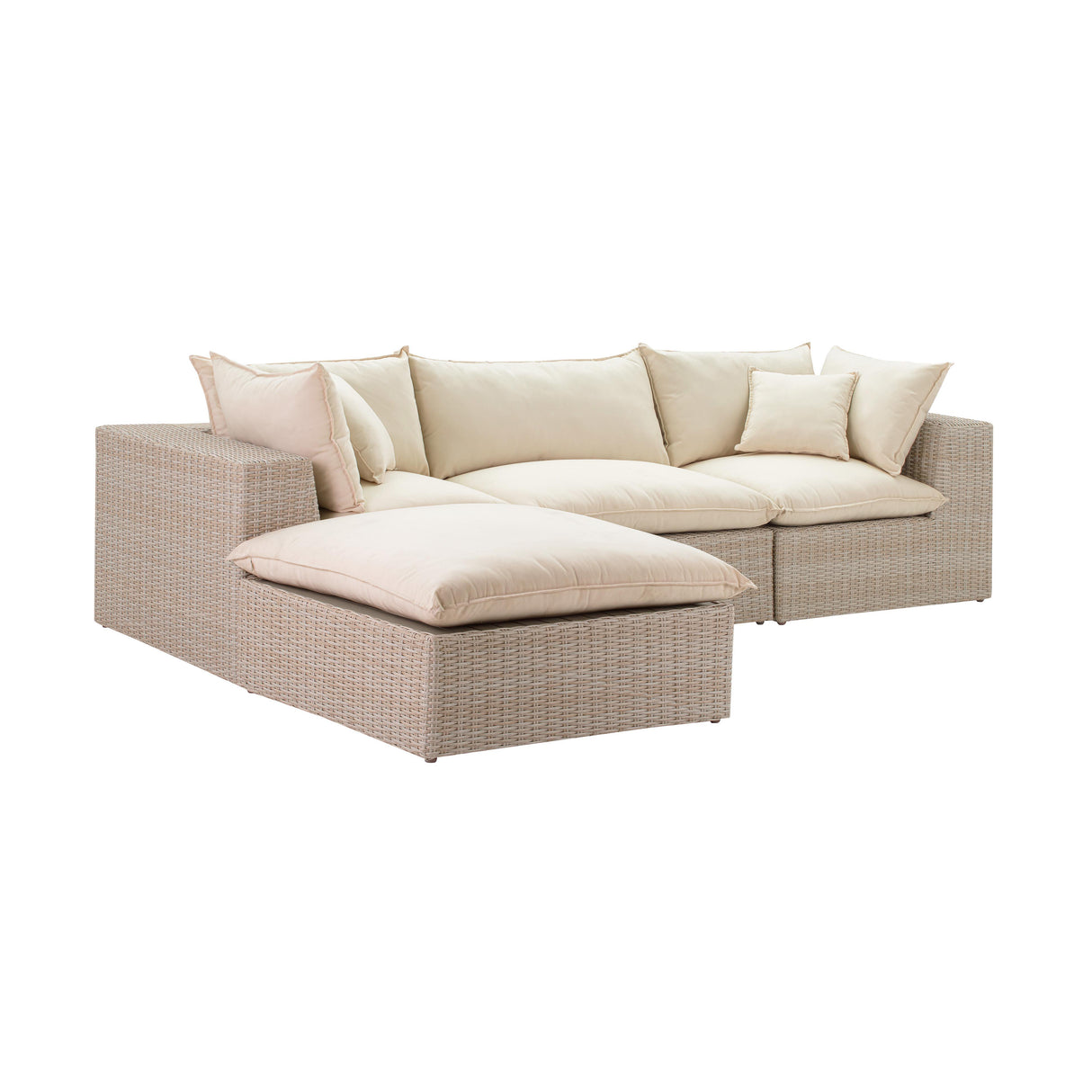 Cali 4-Piece Natural Wicker Outdoor Modular Sectional