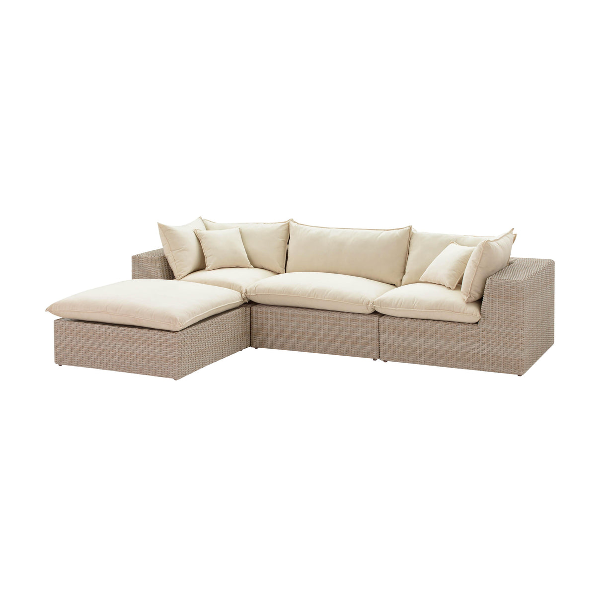 Cali 4-Piece Natural Wicker Outdoor Modular Sectional
