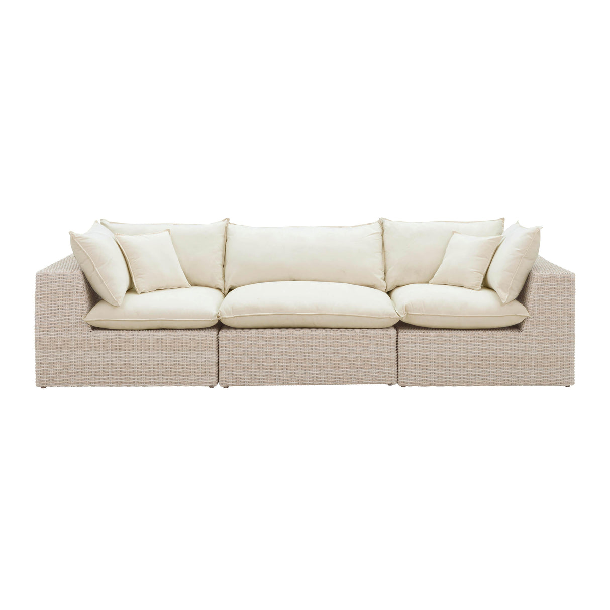 Cali 120" Natural Wicker Outdoor Modular Sofa