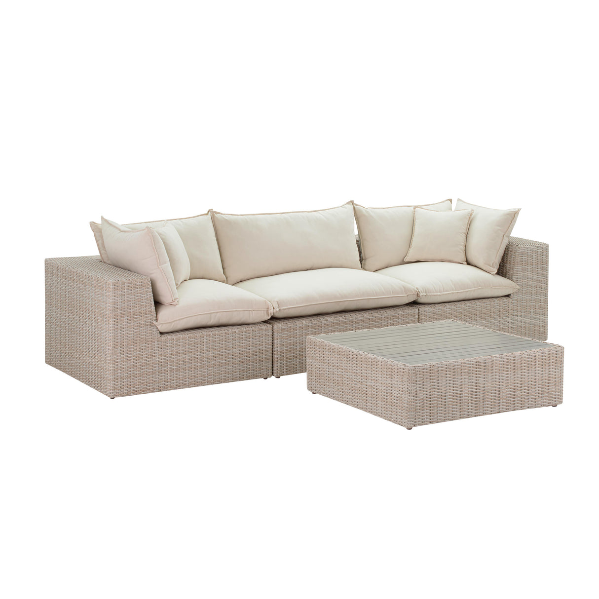 Cali 120" Natural Wicker Outdoor Modular Sofa
