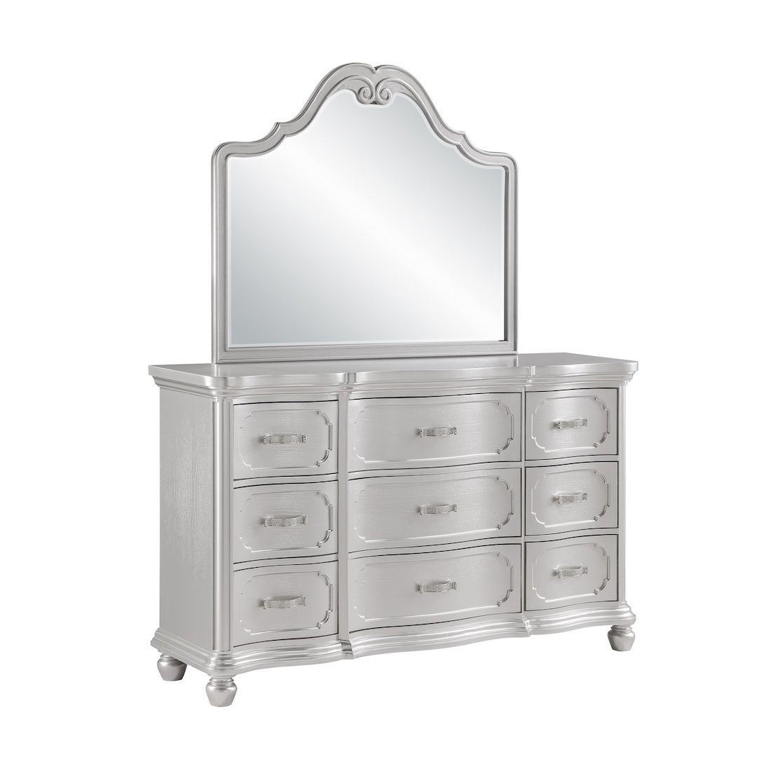 Traditional Silver Ornate Tufted Master Roma Bedroom Set