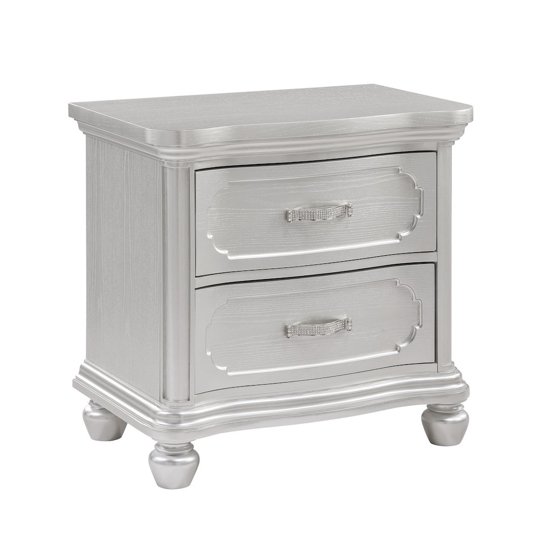Traditional Silver Ornate Tufted Master Roma Bedroom Set
